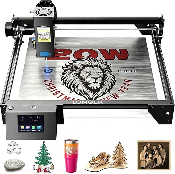 Longer RAY5 20 W Laser Engraver 130 W CNC Laser Cutter Offline Control via App Engraving Tool for Metal/Glass/Wood Engraving Speed of 24000 mm/min