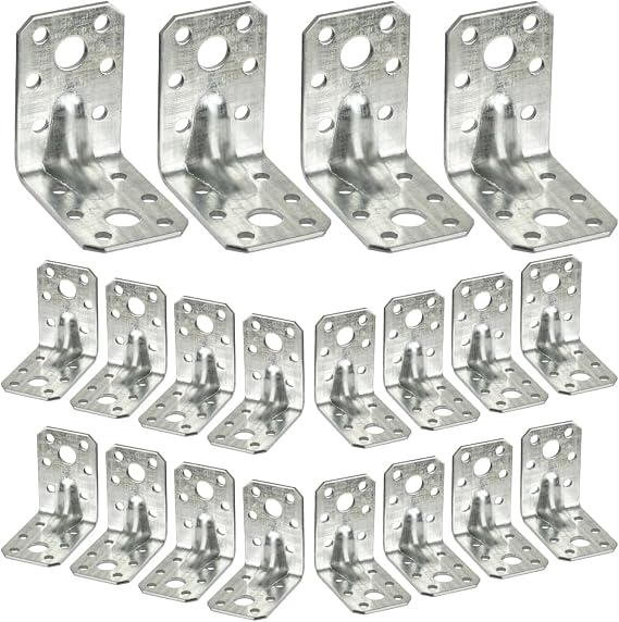 Angle Connector with Beading 52.5 x 52.5 x 35 mm Angle Metal Heavy Duty Angle Metal Angle Wood Connector Mounting Angle 90 Degree Angle Connector Pack of 20