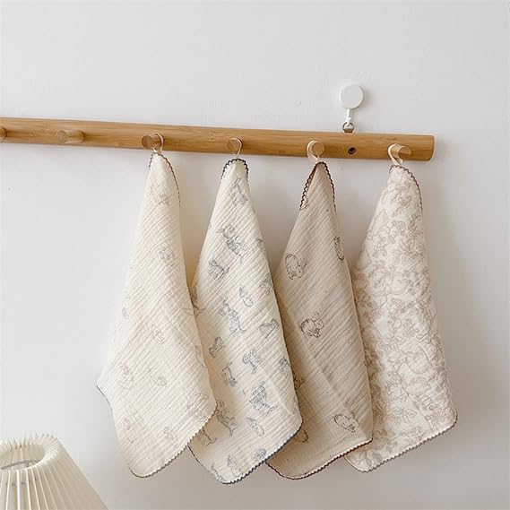 BuLuTu Cute Floral Muslin Face/Hand Towels Multi-Purpose Cleaning Clothes