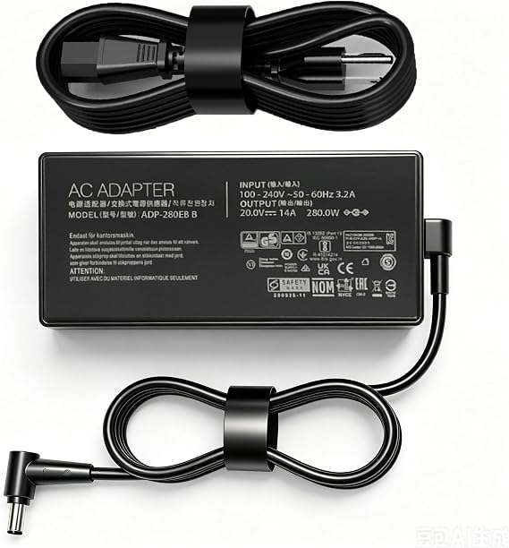 280W Laptop Charger Compatible with Asus ROG Strix G18 G17 G16 G15 G814 G713 G614 G513 Scar 15 17 G532L G533Z G732L G733Z ADP-280EB B 20V 14A Power