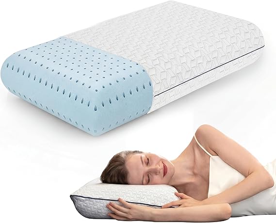 Vaverto King Size Memory Foam Pillows - Firm Pillow - King Size 1-Pack | Memory foam pillow - Back stomach & side sleepers - Shoulder & back pain relief -Cooling pillow washable bamboo viscose cover