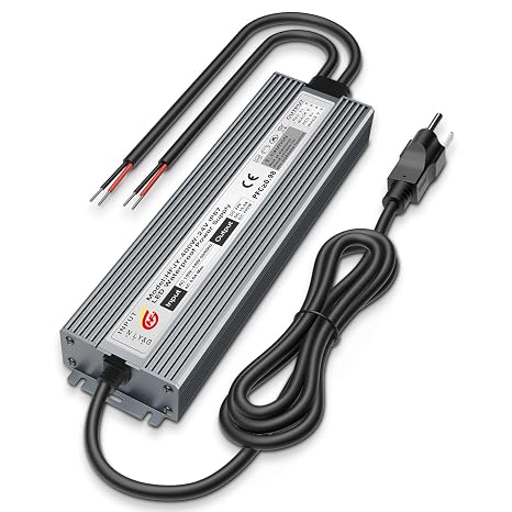 LED Driver 400W Waterproof Power Supply IP67 Transformer, Adapter Converter AC 100V-265V AC to 24V DC 16.67A Low Voltage Output with 3-Prong Plug for LED Light, Computer Project, Outdoor Use