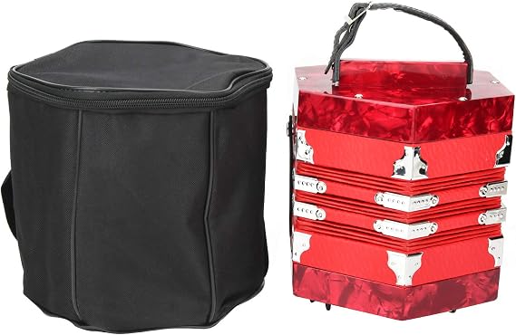Concertina Accordion, Professional 20 Button Instrument with Carry Bag, Button Accordion, Durable Build for Beginners, Students, Home Practice, Music Lessons, Cultural Events