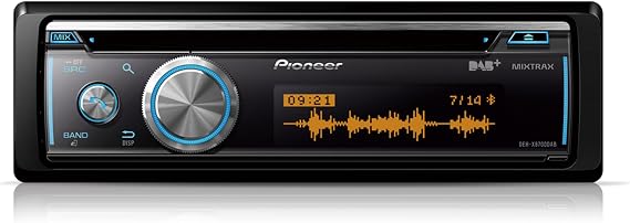 Pioneer DEH-X8700DAB-AN 1 DIN Car Radio CD Tuner with FM and DAB+ Bluetooth MP3 USB and AUX Input RGB - Lighting Bluetooth Smart Sync App 5 Band Equalizer Includes DAB Antenna