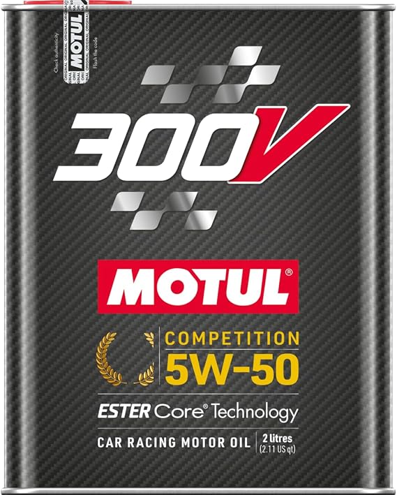 Motul 110859 300V 5W-50 COMPETITION Car Racing Motor Oil Full Synthetic Engine Lubricant 2 Liter High Performance 4-Stroke Ester Core