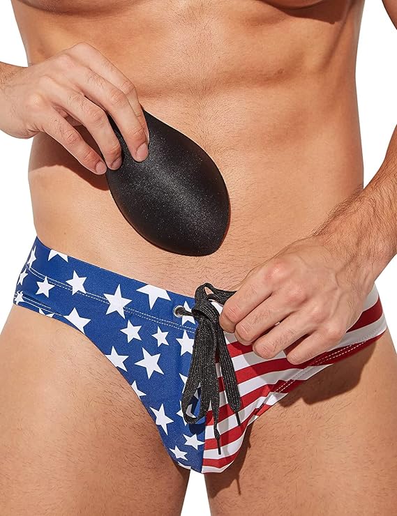 Men's American Flag Patriotic Swimwear Fourth of July Stars & Stripes Swim Briefs