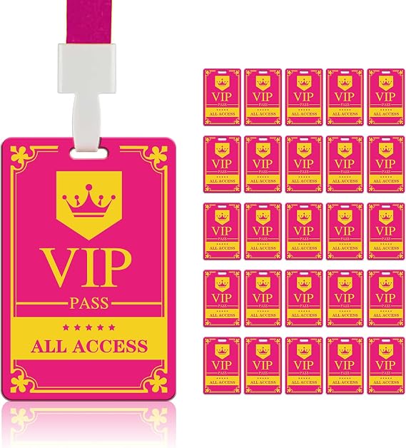 Backstage Pass & VIP Lanyards (25 pcs) - Premium Reusable Security Cards for Concerts, Gaming Events, Backstage Access, Birthday Parties, School & Corporate by OSTENBIG(Rose Gold)
