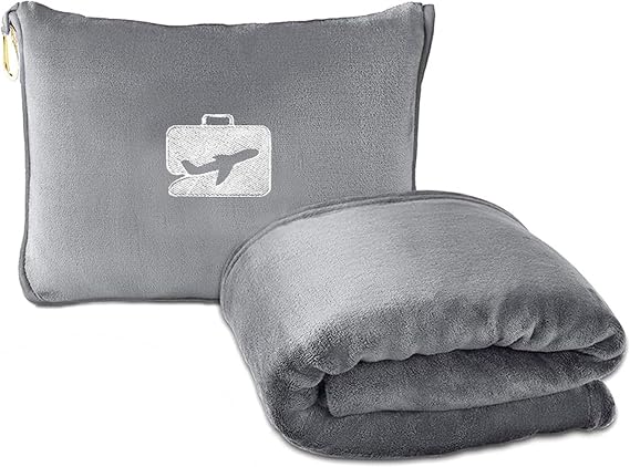Travel Blanket Pillow 2 in 1 Travel Blanket and Pillow Set Travel Blanket for Aeroplane & Car Travel Blanket Aeroplane Travel Blanket Ultralight Warm Office Home Business Travel 152 x 127 cm
