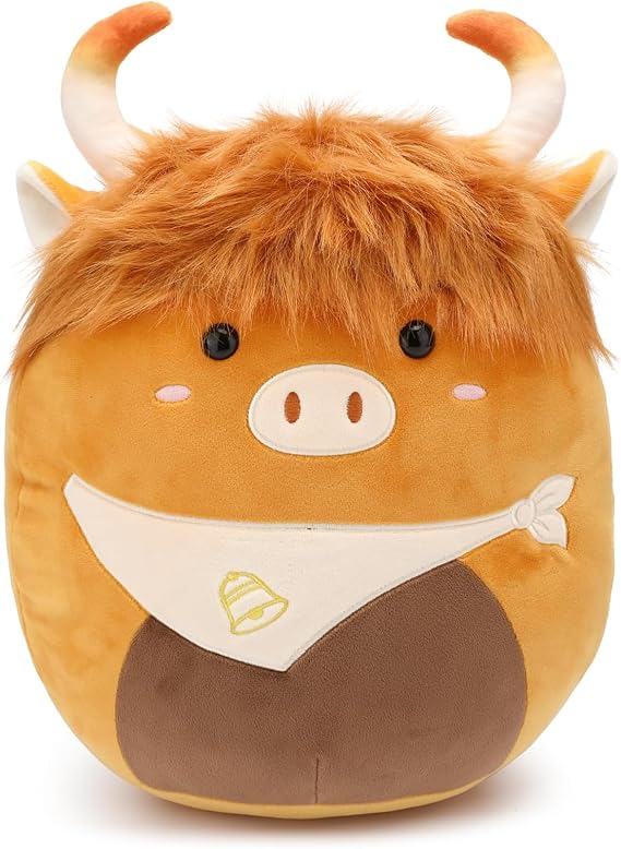 Highland Cows Plush Pillow Adorable Cow Stuffed Animal Plushies Toys Soft Fluffy Cow Plush Pillow for Kids Adults Home Decor