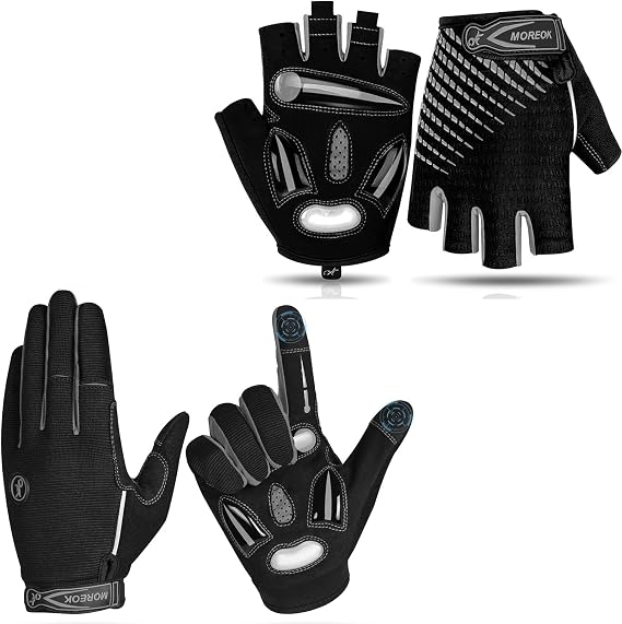 Half Finger Bike Gloves Bicycle Cycling Gloves MK121-one pair(Gray-X-Large) Full Finger Bike Gloves Bicycle Cycling Gloves MK122-one pair -(Gray-X-Large)