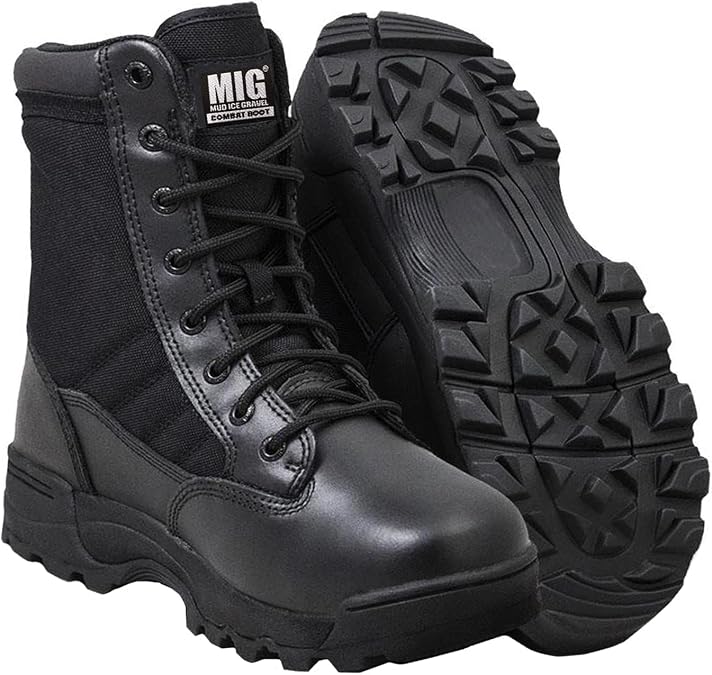 Mens MIG Side Zip & Lace Up Army Tactical Combat Boots Work Security Police