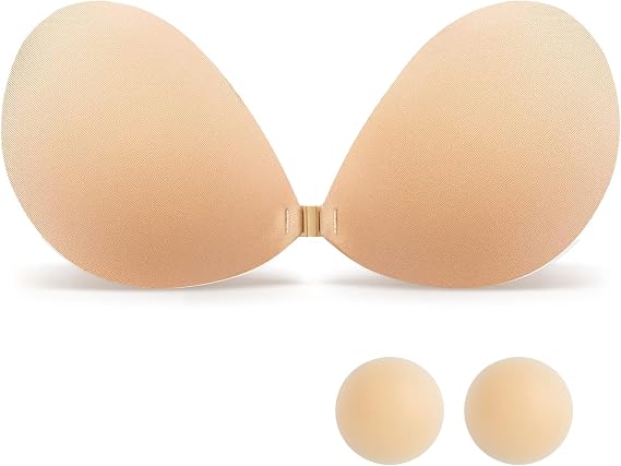 candyfouse Sticky Strapless Bra, Reusable Push Up Bra, Adhesive Bras for Women,Invisible Backless Bras with Nipple Covers