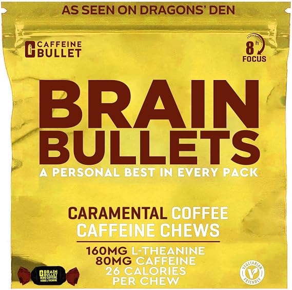 80mg Caffeine & 160mg L-Theanine Focus Enhancing Energy Chews (40 Servings) Neuroscience Backed Nootropic Stack, Mental Acuity & Cognitive Support | Caramel Frappe Flavor Brain Bullet