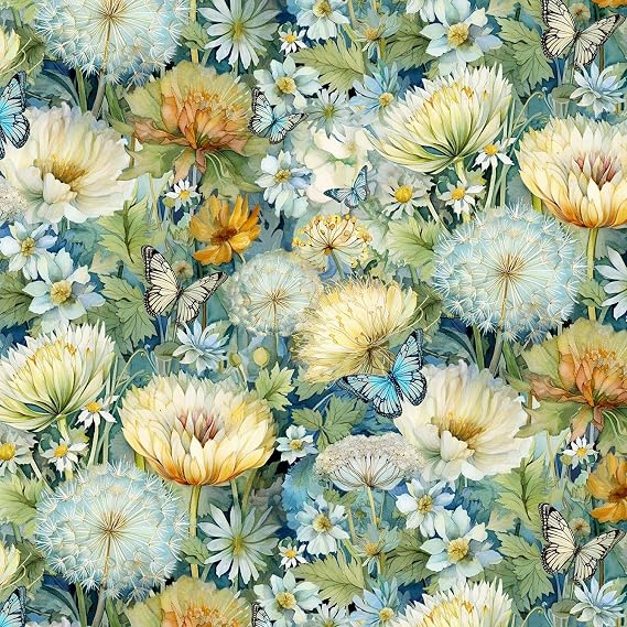 Timeless Treasures - Forest Whisper - Floral & Butterflies - Bloom