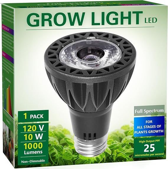 Briignite Grow Light Bulbs, 10W Plant Light Bulb, 150W Equivalent High PPFD