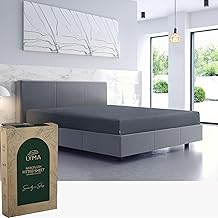 LYMA Bedding Fitted Sheet Double, Deep Pocket 30CM, OEKO-TEX Certified, Ultra Soft Nanoplush Double Brushed Quick Dry Fabric, Shrink Wrinkle &amp; Fade Resistant Easy Care Elastic Bottom Sheet (Dark Grey)