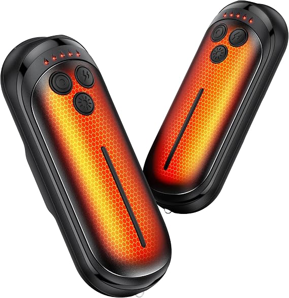 Rechargeable Hand Warmers 2 Pack, 6000mAh Electric Hand Warmer Rechargeable, 2 in 1 Portable Hand Warmers with AI Smart Chips, Outdoor, Hunting, Camping for Family for Christmas