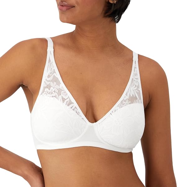 Bali Women's Wireless Bras for Women - Breathe Lace Cotton Modal No Underwire Bra, Adjustable T-Shirt, Plus Size