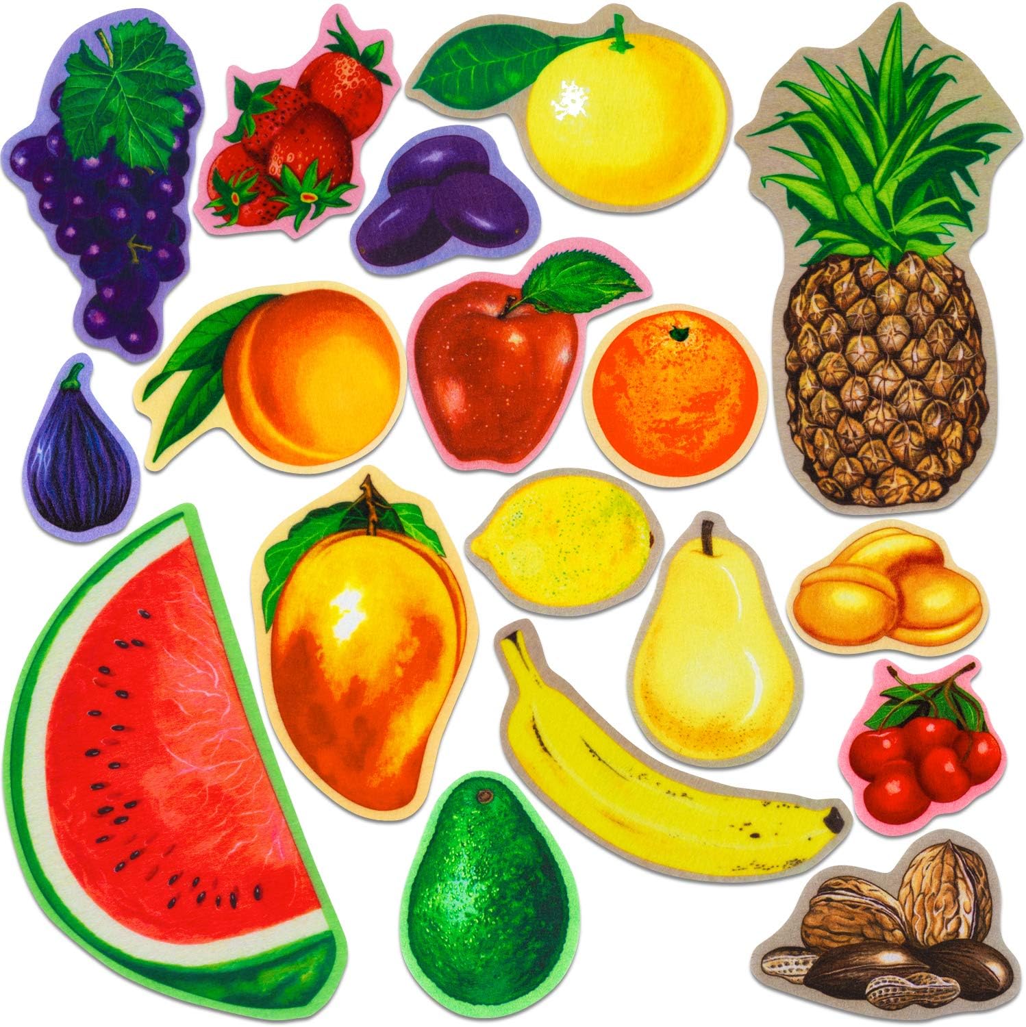 Little Folk Visuals Fruits and Nuts Precut FlannelFelt Board Figures, 18 Pieces Set