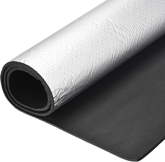 uxcell Insulation Sheet, 1mx1mx5mm Embossed Aluminum Foil Waterproof Heat Resistant Thermal Barrier, for Roof Wall HVAC Duct Pipe, Rubber Foam