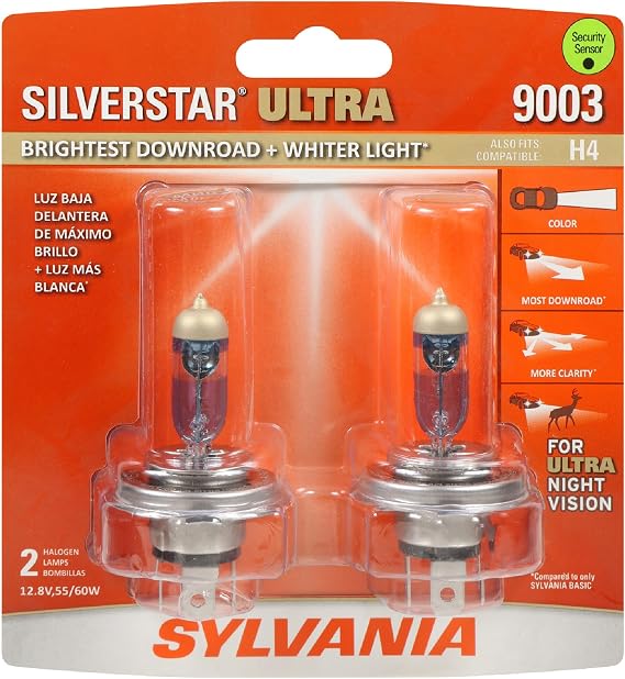 SYLVANIA 9003 SilverStar Ultra Halogen Headlight Bulb, 2 Bulbs
