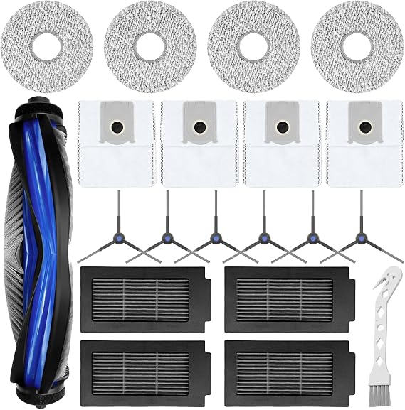 Unikstone T50 Replacement Parts for ECOVACS DEEBOT T50 Series T50 Pro /T50 Omni /T50 Pro Omni Vacuum Accessories Kit, Includes V-Shaped Brush, Mop Pads, Hepa Filters, Dust Bags, Side Brushs