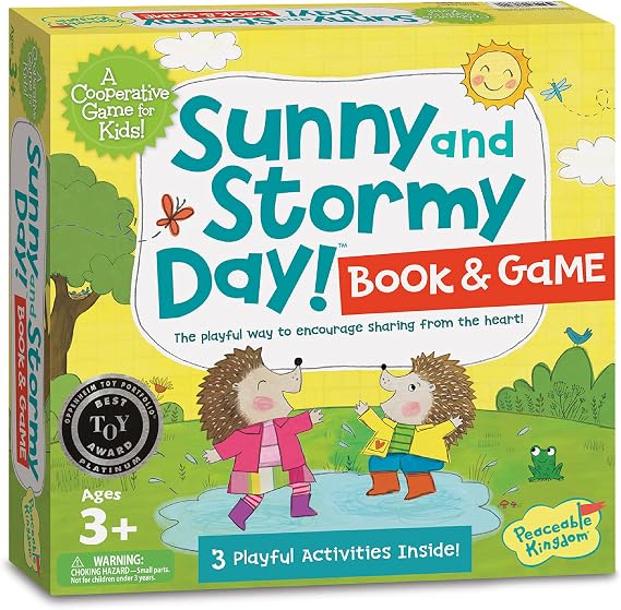 Peaceable Kingdom Sunny and Stormy Day Book and Game | A cooperative game where players team up to win together. Ages 3+.