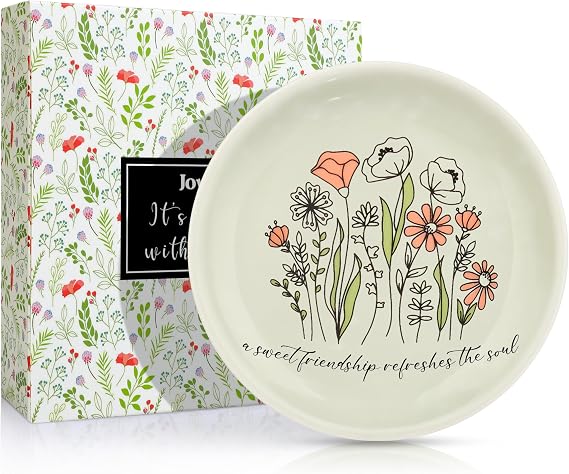 JoycuFF Best Friend Birthday Gifts for Women Jewelry Dish, Mothers Day Friendship Bestie Gifts for Women, Christmas Valentines Day Ideas Present Ceramic Jewelry Dish for Her
