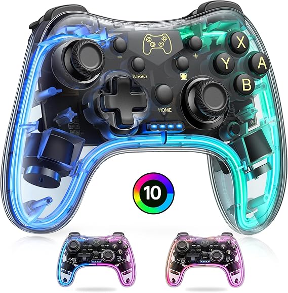 HASACOOL Switch Controller Switch Pro Controller with Transparent/Luminous/Wake/App Control Wireless Controller Compatible with Android/IOS/PC Controller Switch for Switch/Lite/OLED