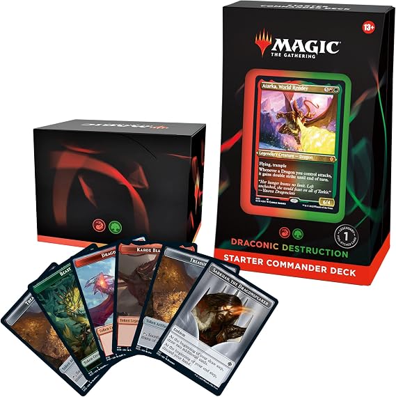 Magic: The Gathering Starter Commander Deck Draconic Destruction (Red-Green) | Ready-to-Play Deck for Beginners and Fans | Ages 13+ | Collectible Card Games