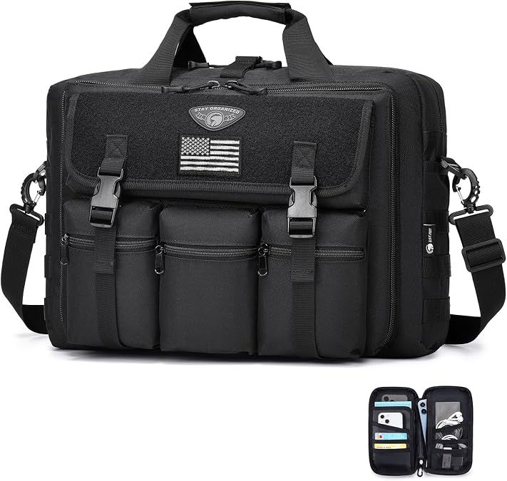 Large Tactical Laptop Bag for Men, Military 17.3 Inch Computer Bag Briefcase with Passport Wallet, Carry on Messenger Bag