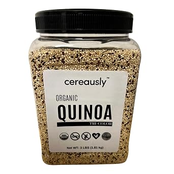 CEREAUSLY Organic Tri-Color Quinoa Premium Royal Quinoa from Bolivia Kosher and Non-GMO Quinoa Bulk Vegan and Gluten-Fee Cooking Quinoa 3 LB