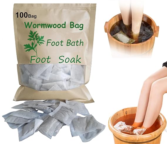 100bag Natural Mugwort Herb Foot Soak Wormwood Foot Bath Powder Spa Relax Massage
