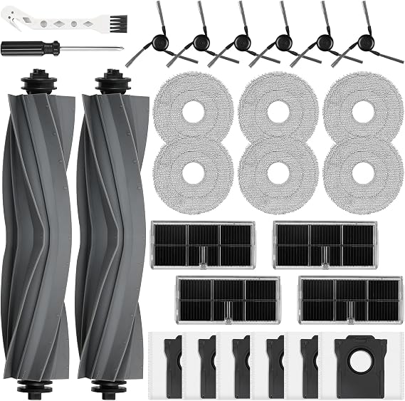 26 Pcs Accessories Kit for Dreame L40 Ultra Gen 2/Mova P10 Pro Ultra Vacuum | 2 Main Brushes 6 Side Brushes 4 HEPA Filters 6 Mop Pads 6 Dust Bags 1 Cleaning Brush 1 Screwdriver