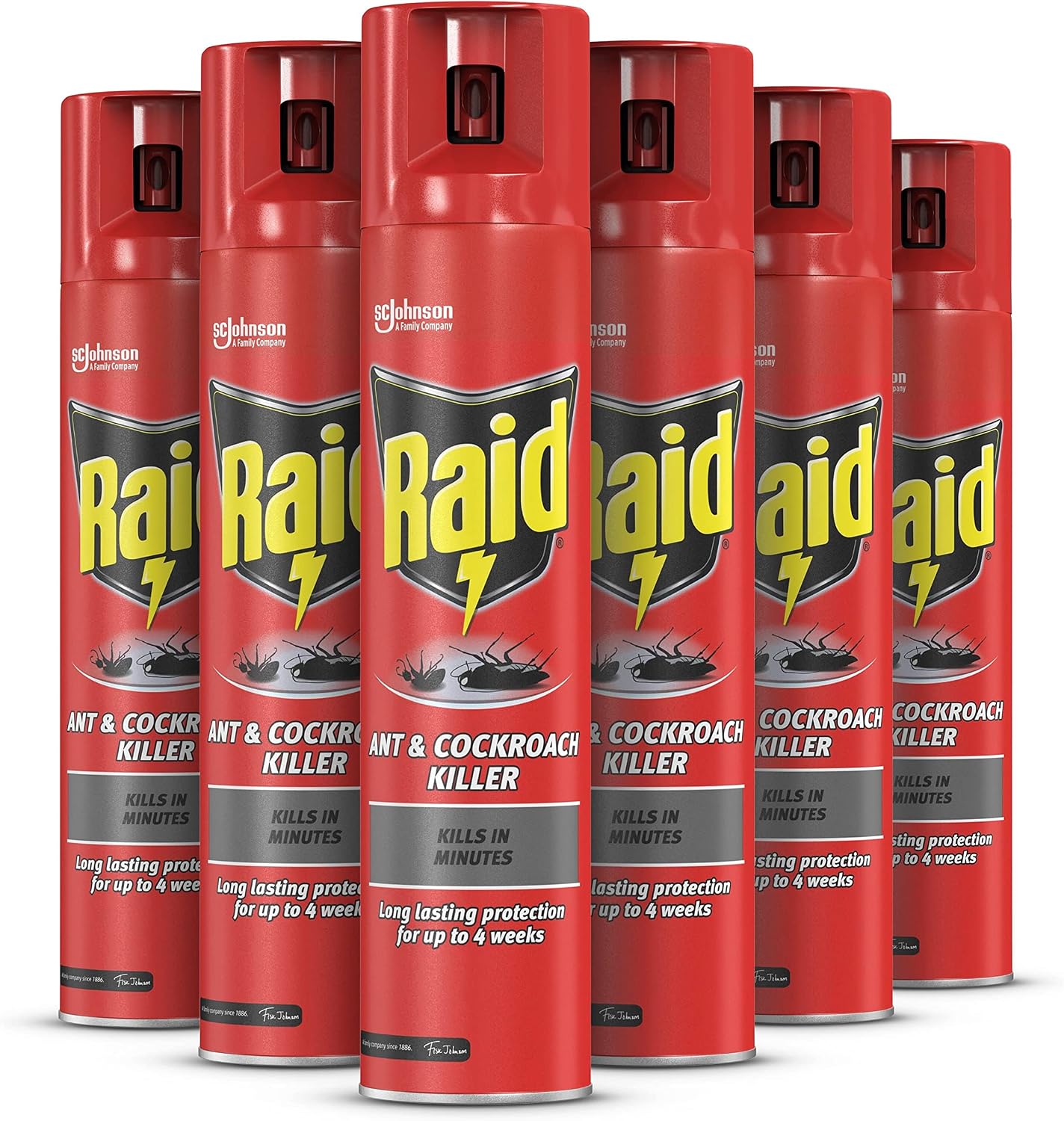 Raid Ant & Cockroach Killer, Insect Killer For Indoor Use, Long Lasting Protection for the Home, Pack of 6 6 x 300ml