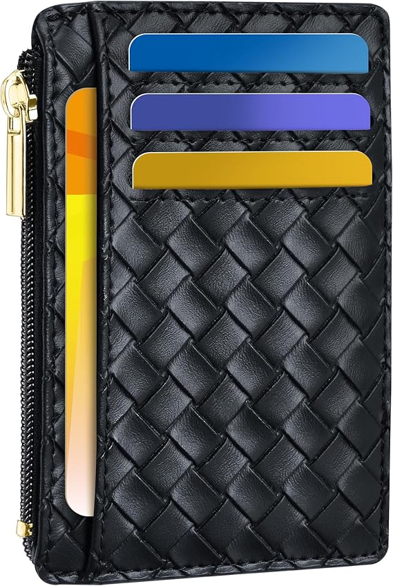 Tipmile Mens RFID Wallet, Small Slim Business Credit Card Holder, Mens Gift | Mini Tiny Cute ID Case, Minimalist Zipper Pocket Wallet, Thin Coin Purse, Mothers Gift