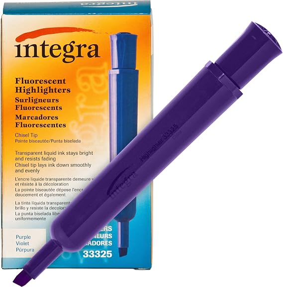 Integra Desk Highlighter, Chisel Tip, Fluorescent Purple (ITA33325)