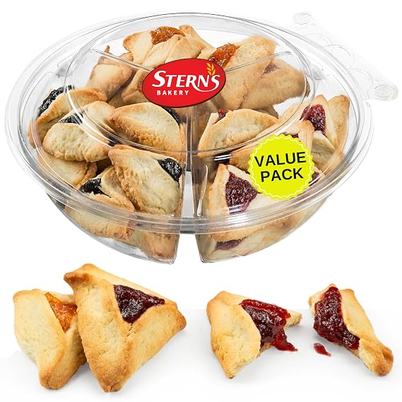 Hamentaschen Cookies | Shortbread Cookies Filled with Apricot, Prune, Raspberry Jam | Purim Gifts | Mishloach Manot | Kosher, Dairy Free & Nut Free | Stern's Bakery