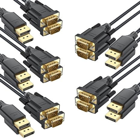 DisplayPort to VGA Cable 6ft 10 Pack, Display Port DP to VGA Adapter Cable Converter Male to Male Braided Cord for Desktop Laptop to Monitor Display