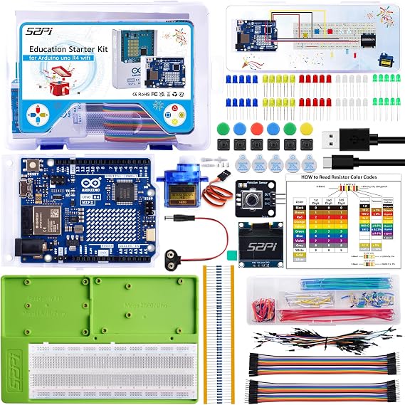 GeeekPi Starter Kit for Arduino UNO R4 WiFi, UNO R4 WiFi Board with Tutorial for Programming & 78PCS Components for Beginners & Engineers