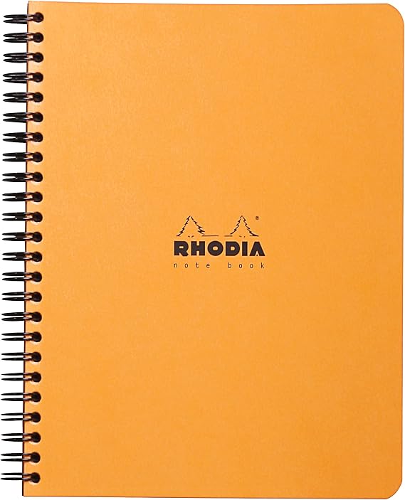 RHODIA 19342C - Spiral Notebook (Full Binding) Notebook - A5+ Small Squares - 160 Detachable Pages - White Clairefontaine Paper 80 g/m - random colour black or orange