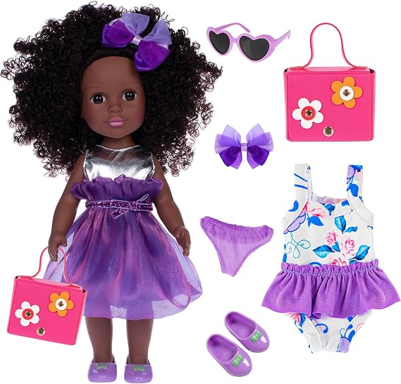 ebuddy 14.5 Inch Dolls & Accessories African Baby Doll Reborn Baby Doll 14.5 Inch Black Baby Dolls Set