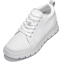 CALTO Men's Invisible Height Increasing Elevator Shoes - Light-Weight Lace-up Knitted Casual Sporty Sneakers - 2.4 Inches Taller