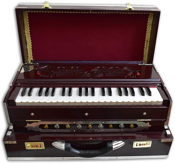 Deluxe portable Harmonium, dark mahogany, 2 reeds, 3.5 octaves
