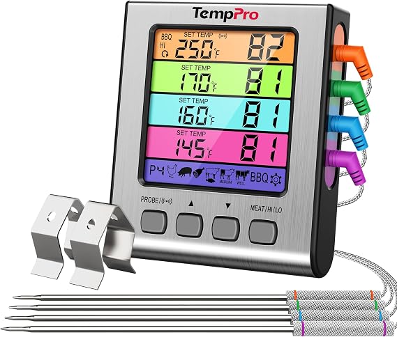 TempPro TempTrack Digital Meat Thermometer with 4 Temperature Probes