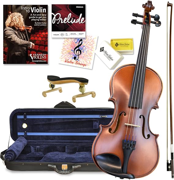 Antonio Giuliani Etude Violin Outfit 1/2 Size Clearance By Kennedy Violins - Carrying Case and Accessories Included - Solid Maple Wood and Ebony Fittings AG360