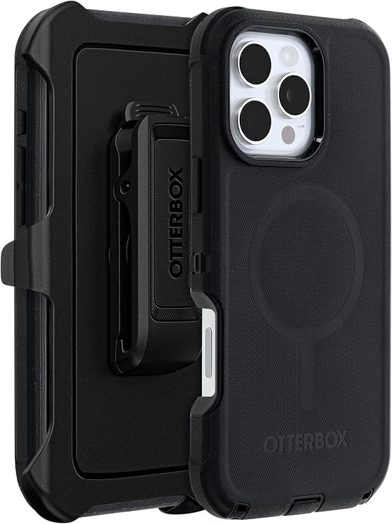 OtterBox iPhone 16 Pro Max (Only) - Defender Series MagSafe Case - Black - Holster Clip Included - Built-in Magnets - Screenless - Rugged & Durable - with Port Protection - Non-Retail Packaging