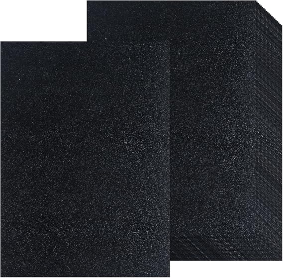 20 Sheets A4 Black Glitter Cardstock Paper, Thick Glitter Craft Paper 250gsm Sparkle Cardstock for Scrapbook DIY Art Project Greeting Cards Wedding Birthday Party Decoration (Black)