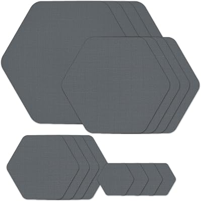 GYGYL Down Jacket Repair Patches, Self-Adhesive Waterproof Nylon Repair Patches for Jackets, Tents, Outdoor Gear and Technical Fabrics, Hex Shapes-16Pcs, Dark Gray