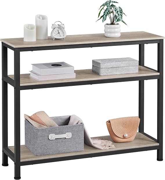 Yaheetech Console Table with 3 Tier Shelves, Entryway Table, Gray, 39.5"